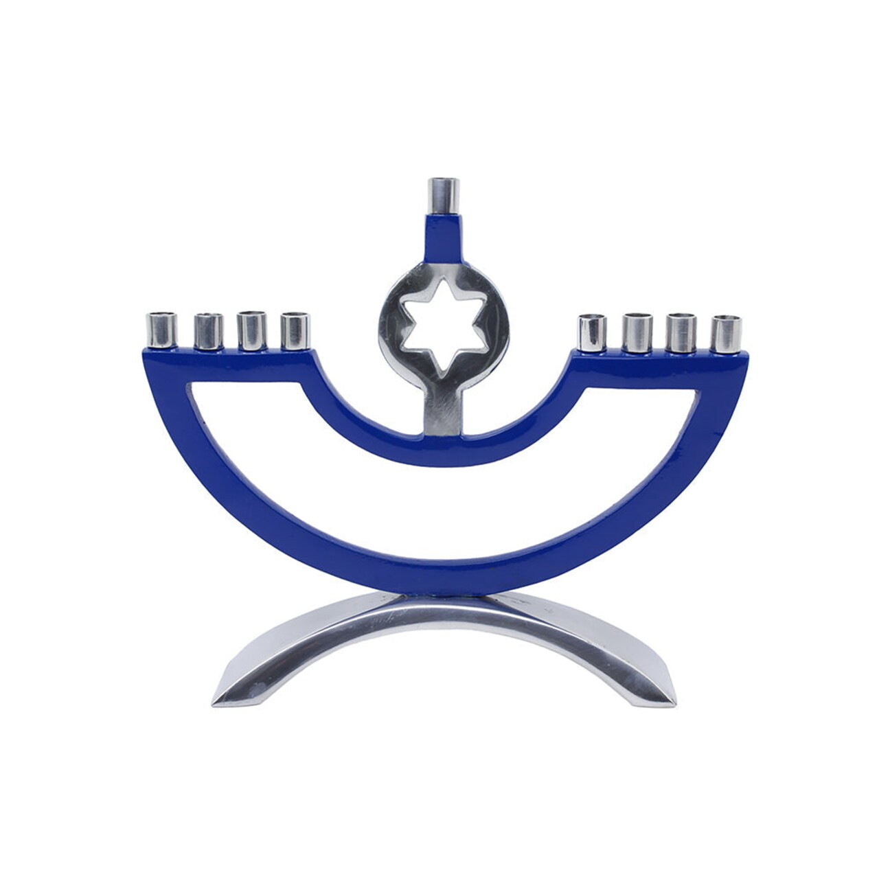 Metal & Enamel Candle Menorah with Star of David By Kinor Decor
